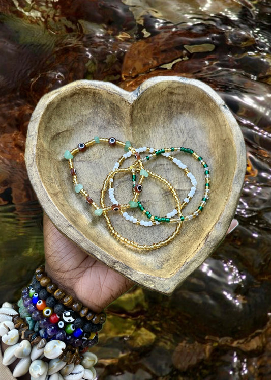 Green Aura Anklet Set