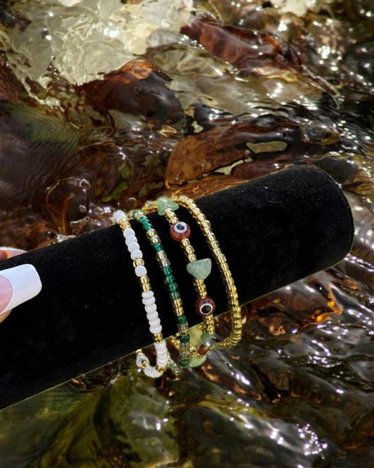 Green Aura Anklet Set