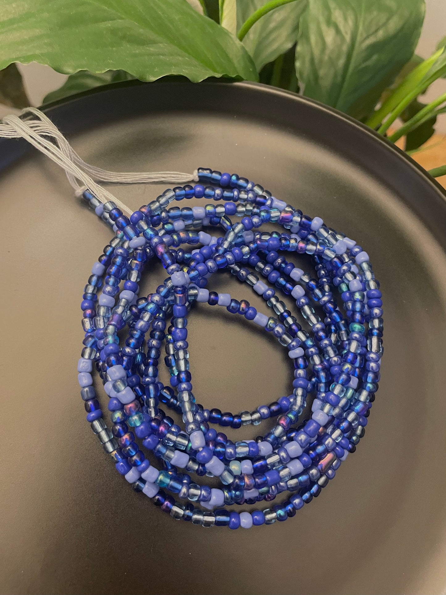 “Blue Sol” Tie-on waist bead